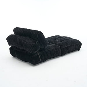 English Elm Folding Floor Lounge Chair Sleeper with Shredded Foam Fill for Studio or Guest Room Black W5870P523983