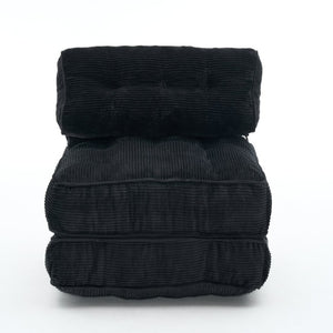 English Elm Folding Floor Lounge Chair Sleeper with Shredded Foam Fill for Studio or Guest Room Black W5870P523983