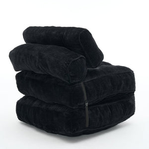 English Elm Folding Floor Lounge Chair Sleeper with Shredded Foam Fill for Studio or Guest Room Black W5870P523983