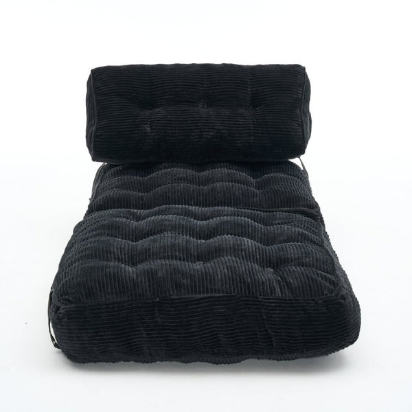 English Elm Folding Floor Lounge Chair Sleeper with Shredded Foam Fill for Studio or Guest Room Black W5870P523983