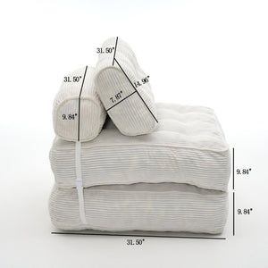 English Elm Folding Floor Lounge Chair Sleeper with Shredded Foam Fill for Studio or Guest Room Beige W5870P523984