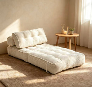 English Elm Folding Floor Lounge Chair Sleeper with Shredded Foam Fill for Studio or Guest Room Beige W5870P523984
