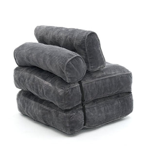 English Elm Folding Floor Lounge Chair Sleeper with Shredded Foam Fill for Studio or Guest Room Grey W5870P523985