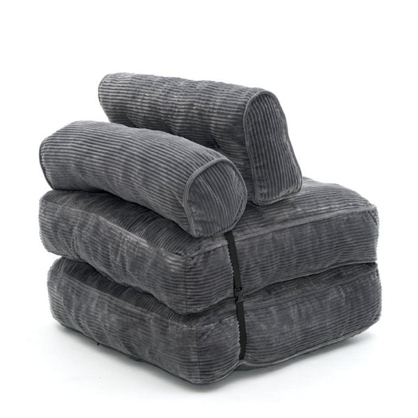 English Elm Folding Floor Lounge Chair Sleeper with Shredded Foam Fill for Studio or Guest Room Grey W5870P523985