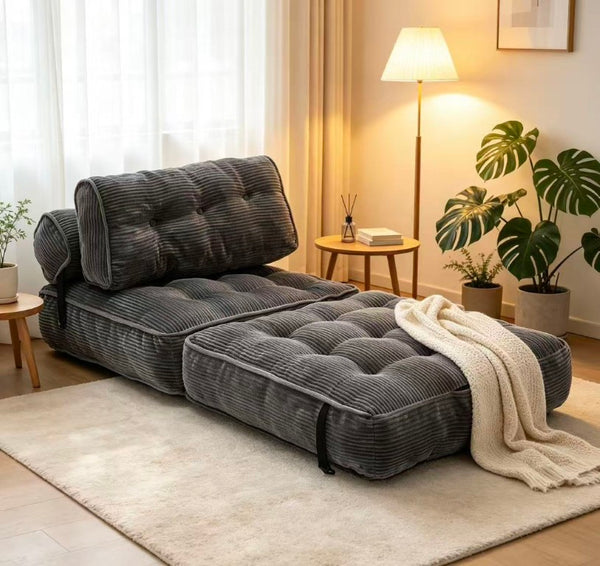 English Elm Folding Floor Lounge Chair Sleeper with Shredded Foam Fill for Studio or Guest Room Grey W5870P523985