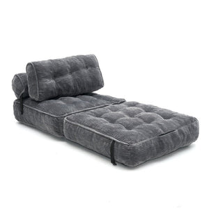 English Elm Folding Floor Lounge Chair Sleeper with Shredded Foam Fill for Studio or Guest Room Grey W5870P523985