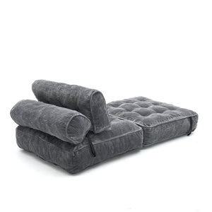 English Elm Folding Floor Lounge Chair Sleeper with Shredded Foam Fill for Studio or Guest Room Grey W5870P523985