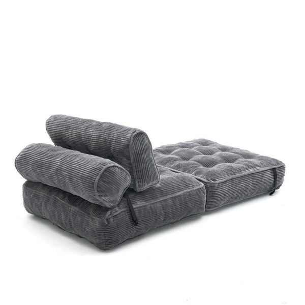 English Elm Folding Floor Lounge Chair Sleeper with Shredded Foam Fill for Studio or Guest Room Grey W5870P523985