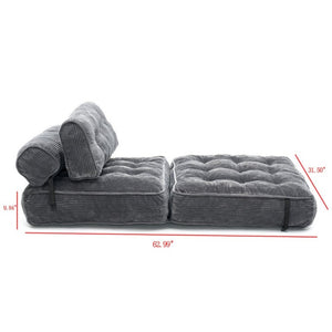 English Elm Folding Floor Lounge Chair Sleeper with Shredded Foam Fill for Studio or Guest Room Grey W5870P523985
