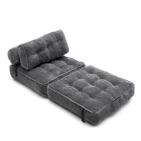 English Elm Folding Floor Lounge Chair Sleeper with Shredded Foam Fill for Studio or Guest Room Grey W5870P523985