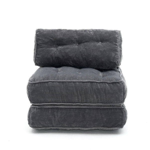 English Elm Folding Floor Lounge Chair Sleeper with Shredded Foam Fill for Studio or Guest Room Grey W5870P523985