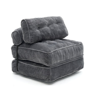 English Elm Folding Floor Lounge Chair Sleeper with Shredded Foam Fill for Studio or Guest Room Grey W5870P523985