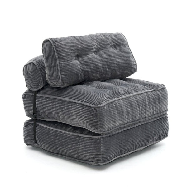 English Elm Folding Floor Lounge Chair Sleeper with Shredded Foam Fill for Studio or Guest Room Grey W5870P523985