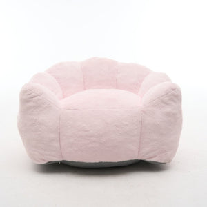 English Elm Large Petal Shaped Faux Fur Accent Chair Plush Sculptural Lounge Seat for Any Room W5870P523986