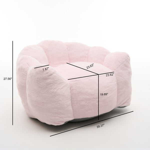 English Elm Large Petal Shaped Faux Fur Accent Chair Plush Sculptural Lounge Seat for Any Room W5870P523986
