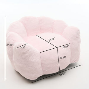 English Elm Large Petal Shaped Faux Fur Accent Chair Plush Sculptural Lounge Seat for Any Room W5870P523986