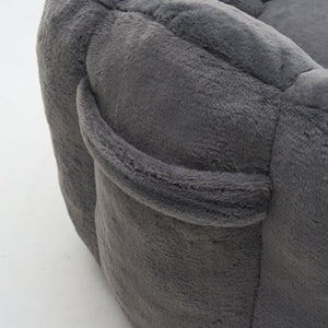 English Elm Large Faux Fur Petal Accent Chair Sculptural Bloom Seating for Bedroom or Gaming Room Antique Grey W5870P523988