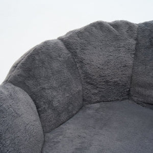 English Elm Large Faux Fur Petal Accent Chair Sculptural Bloom Seating for Bedroom or Gaming Room Antique Grey W5870P523988