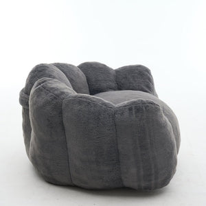 English Elm Large Faux Fur Petal Accent Chair Sculptural Bloom Seating for Bedroom or Gaming Room Antique Grey W5870P523988