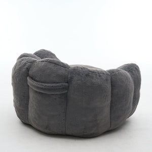 English Elm Large Faux Fur Petal Accent Chair Sculptural Bloom Seating for Bedroom or Gaming Room Antique Grey W5870P523988