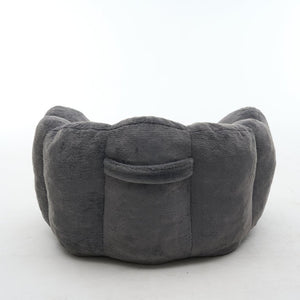 English Elm Large Faux Fur Petal Accent Chair Sculptural Bloom Seating for Bedroom or Gaming Room Antique Grey W5870P523988