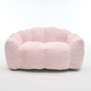 English Elm A Floral Faux Fur Kids Foam Chair Plush Bloom Seat for Nursery or Playroom Baby Pink W5870P523989