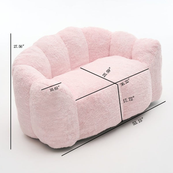 English Elm A Floral Faux Fur Kids Foam Chair Plush Bloom Seat for Nursery or Playroom Baby Pink W5870P523989
