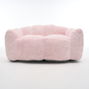 English Elm A Floral Faux Fur Kids Foam Chair Plush Bloom Seat for Nursery or Playroom Baby Pink W5870P523989