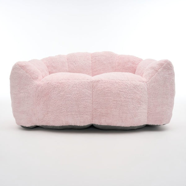 English Elm A Floral Faux Fur Kids Foam Chair Plush Bloom Seat for Nursery or Playroom Baby Pink W5870P523989