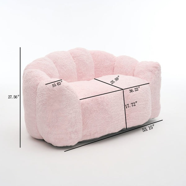 English Elm A Floral Faux Fur Kids Foam Chair Plush Bloom Seat for Nursery or Playroom Baby Pink W5870P523989