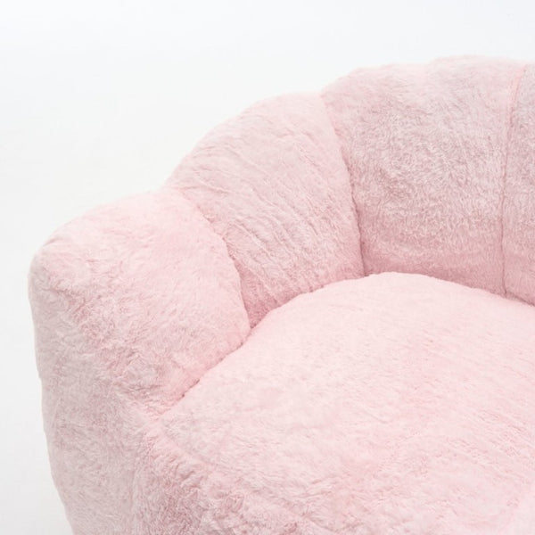 English Elm A Floral Faux Fur Kids Foam Chair Plush Bloom Seat for Nursery or Playroom Baby Pink W5870P523989