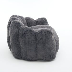 English Elm A Floral Faux Fur Kids Foam Chair Plush Bloom Seat for Nursery or Playroom Antique Grey W5870P523991