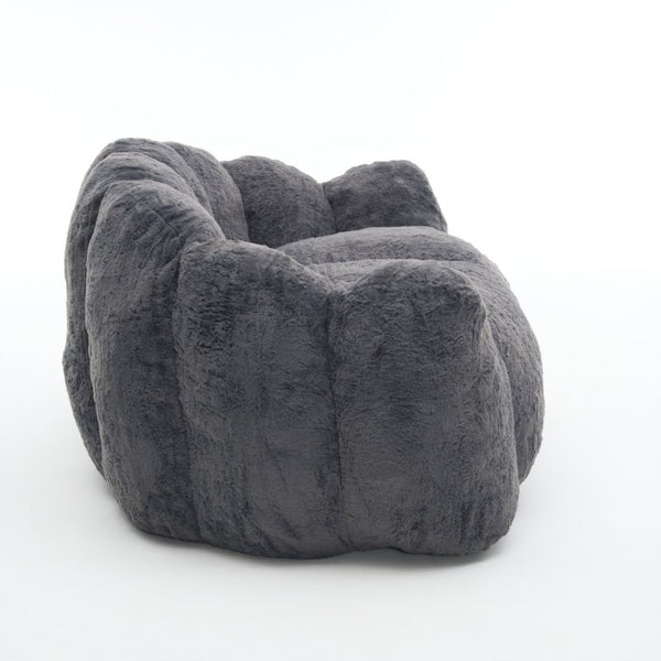 English Elm A Floral Faux Fur Kids Foam Chair Plush Bloom Seat for Nursery or Playroom Antique Grey W5870P523991