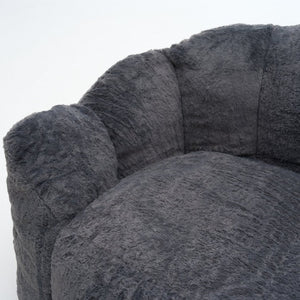 English Elm A Floral Faux Fur Kids Foam Chair Plush Bloom Seat for Nursery or Playroom Antique Grey W5870P523991