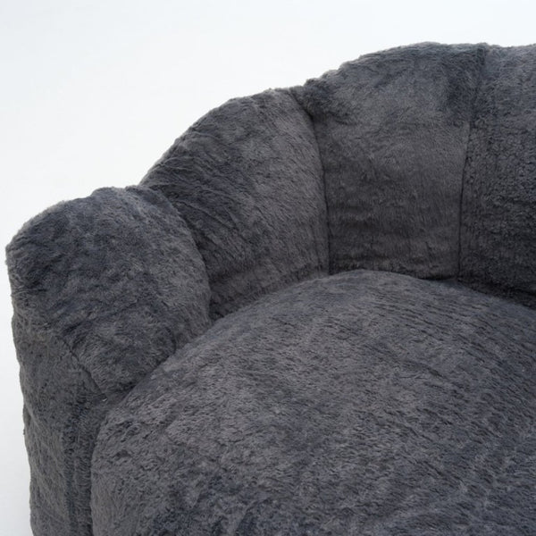 English Elm A Floral Faux Fur Kids Foam Chair Plush Bloom Seat for Nursery or Playroom Antique Grey W5870P523991