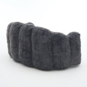 English Elm A Floral Faux Fur Kids Foam Chair Plush Bloom Seat for Nursery or Playroom Antique Grey W5870P523991