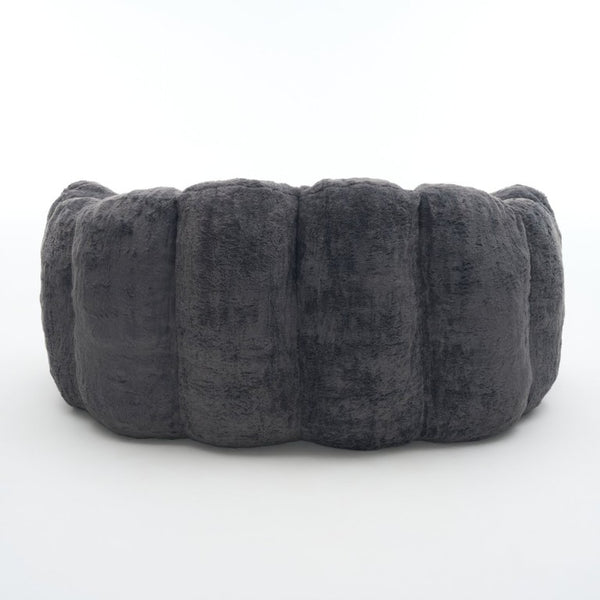 English Elm A Floral Faux Fur Kids Foam Chair Plush Bloom Seat for Nursery or Playroom Antique Grey W5870P523991