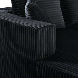 English Elm 132.1 Inch U-Shaped Corduroy Modular Sectional Deep Cloud Seating for Living Rooms Black W5872S00002