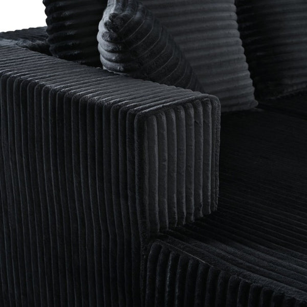 English Elm 132.1 Inch U-Shaped Corduroy Modular Sectional Deep Cloud Seating for Living Rooms Black W5872S00002