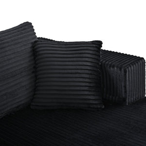 English Elm 132.1 Inch U-Shaped Corduroy Modular Sectional Deep Cloud Seating for Living Rooms Black W5872S00002