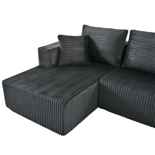 English Elm 132.1 Inch U-Shaped Corduroy Modular Sectional Deep Cloud Seating for Living Rooms Gray W5872S00003
