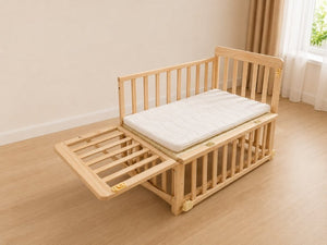 English Elm Solid Wood Bedside Bassinet with Extendable Frame Three Height Settings and Swivel Wheels W5881P505040