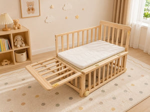 English Elm Solid Wood Bedside Bassinet with Extendable Frame Three Height Settings and Swivel Wheels W5881P505040