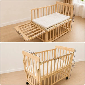 English Elm Solid Wood Bedside Bassinet with Extendable Frame Three Height Settings and Swivel Wheels W5881P505040