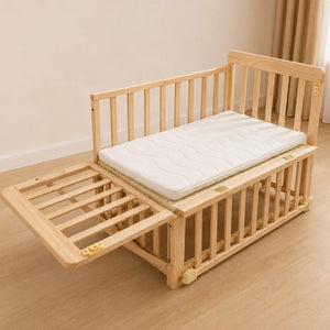 English Elm Solid Wood Bedside Bassinet with Extendable Frame Three Height Settings and Swivel Wheels W5881P505040