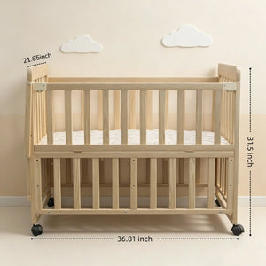 English Elm Solid Wood Bedside Bassinet with Rocking Mode Adjustable Height and Changing Shelf W5881P505042