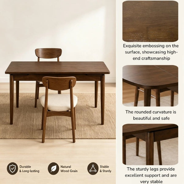 English Elm Solid Wood Extendable Dining Table Seats 4 to 10 with Butterfly Leaf Natural Grain W5881P505089