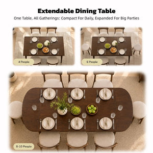 English Elm Solid Wood Extendable Dining Table Seats 4 to 10 with Butterfly Leaf Natural Grain W5881P505089