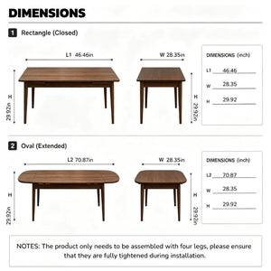 English Elm Solid Wood Extendable Dining Table Seats 4 to 10 with Butterfly Leaf Natural Grain W5881P505089