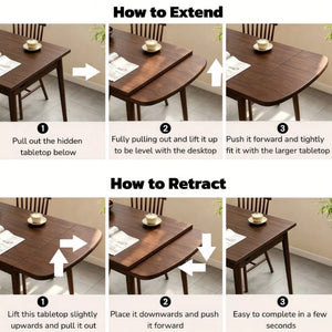 English Elm Solid Wood Extendable Dining Table Seats 4 to 10 with Butterfly Leaf Natural Grain W5881P505089